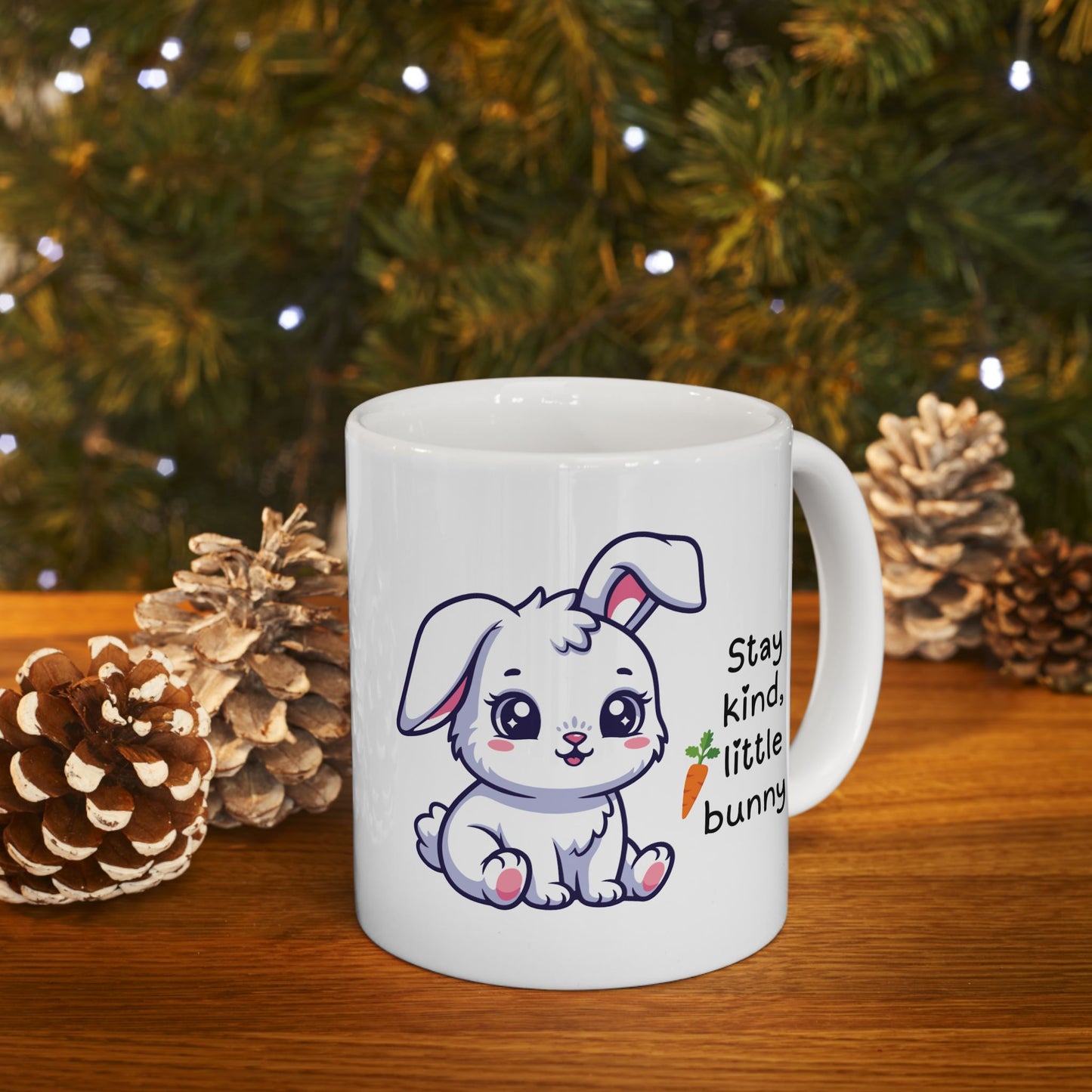 Stay Kind Little Bunny Ceramic Mug – Cute Easter Bunny Coffee Cup (11oz/15oz)