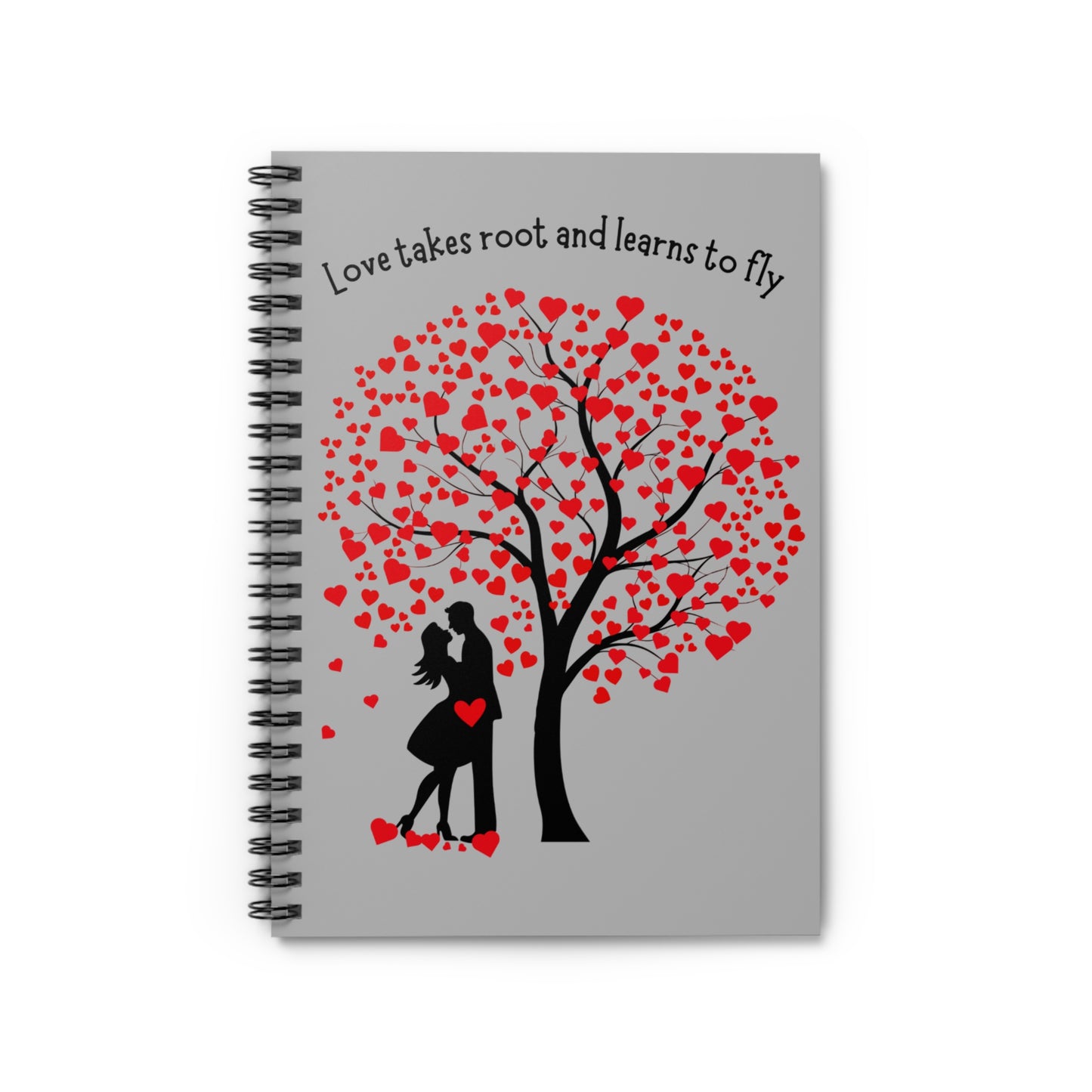 Love Takes Root Spiral Notebook — Romantic Heart Tree Ruled Journal