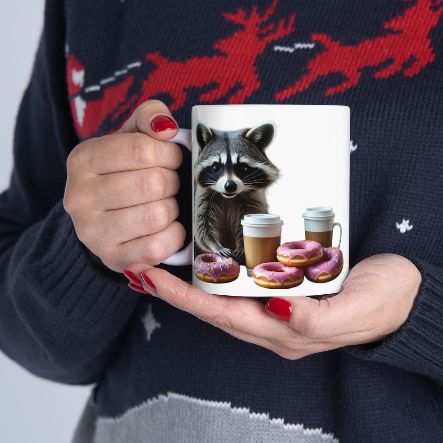 Coffee Time Raccoon Mug, Funny Gift for Animal Lovers, Tea Cup, Unique Office Mug, Cute Kitchen Decor, Birthday Gift Idea