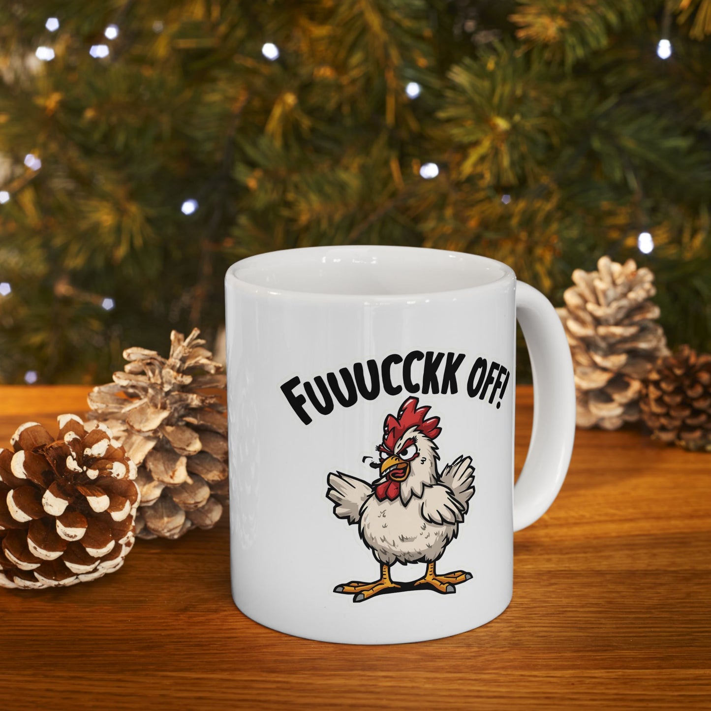 Funny Turkey Mug — ‘Fowl Off!’ Ceramic Coffee Cup (11oz & 15oz)