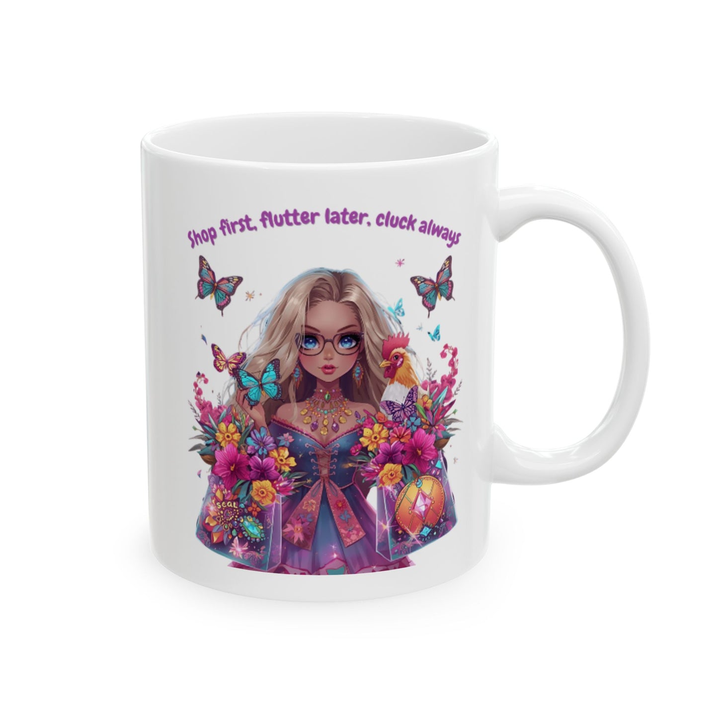 Floral Cat Ceramic Mug (11oz/15oz) — 'Stop Meow-ing' Cute Gift for Cat Lovers
