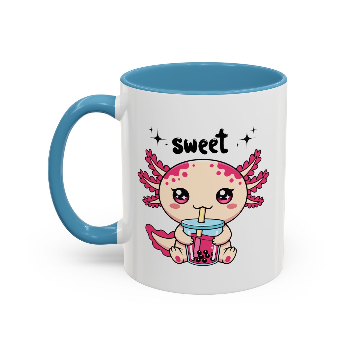 Axolotl Bubble Tea Coffee Mug — "Sweet" Cute Kawaii Animal Accent Mug (11/15oz)