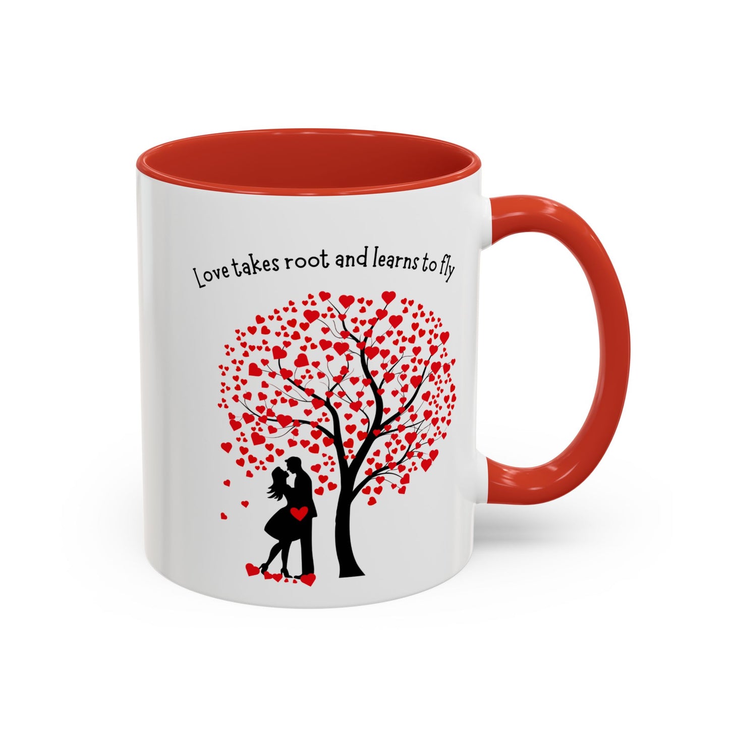 Love Tree Accent Coffee Mug – "Love takes root and learns to fly" Romantic 11/15oz Ceramic Mug