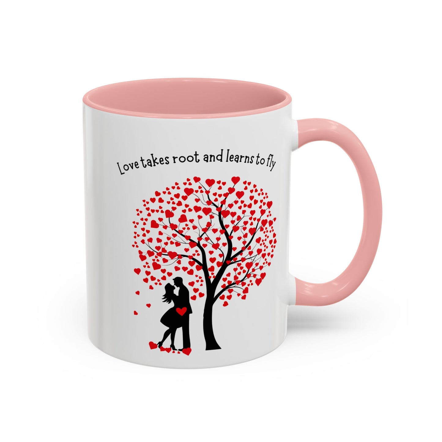Love Tree Accent Coffee Mug – "Love takes root and learns to fly" Romantic 11/15oz Ceramic Mug