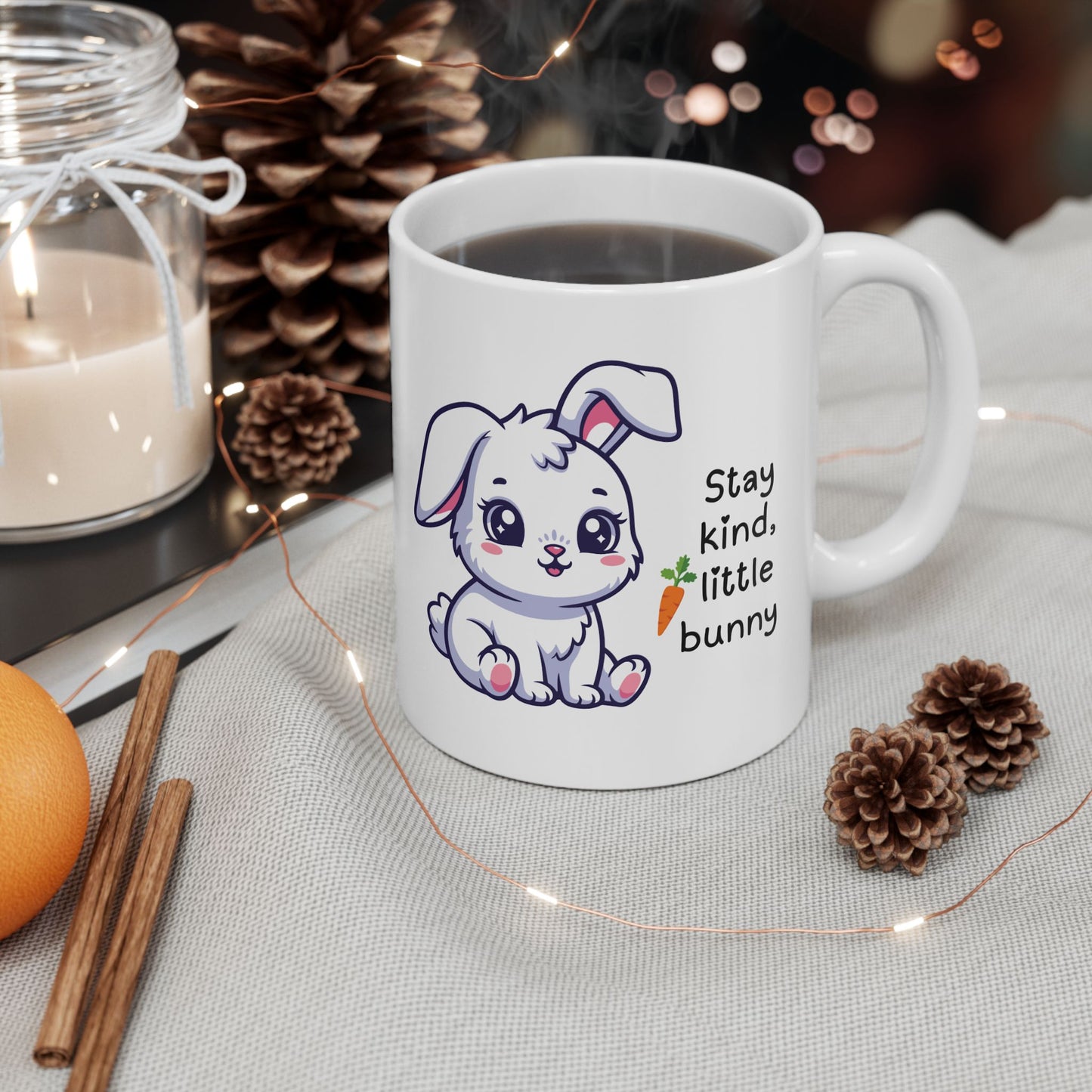 Stay Kind Little Bunny Ceramic Mug – Cute Easter Bunny Coffee Cup (11oz/15oz)