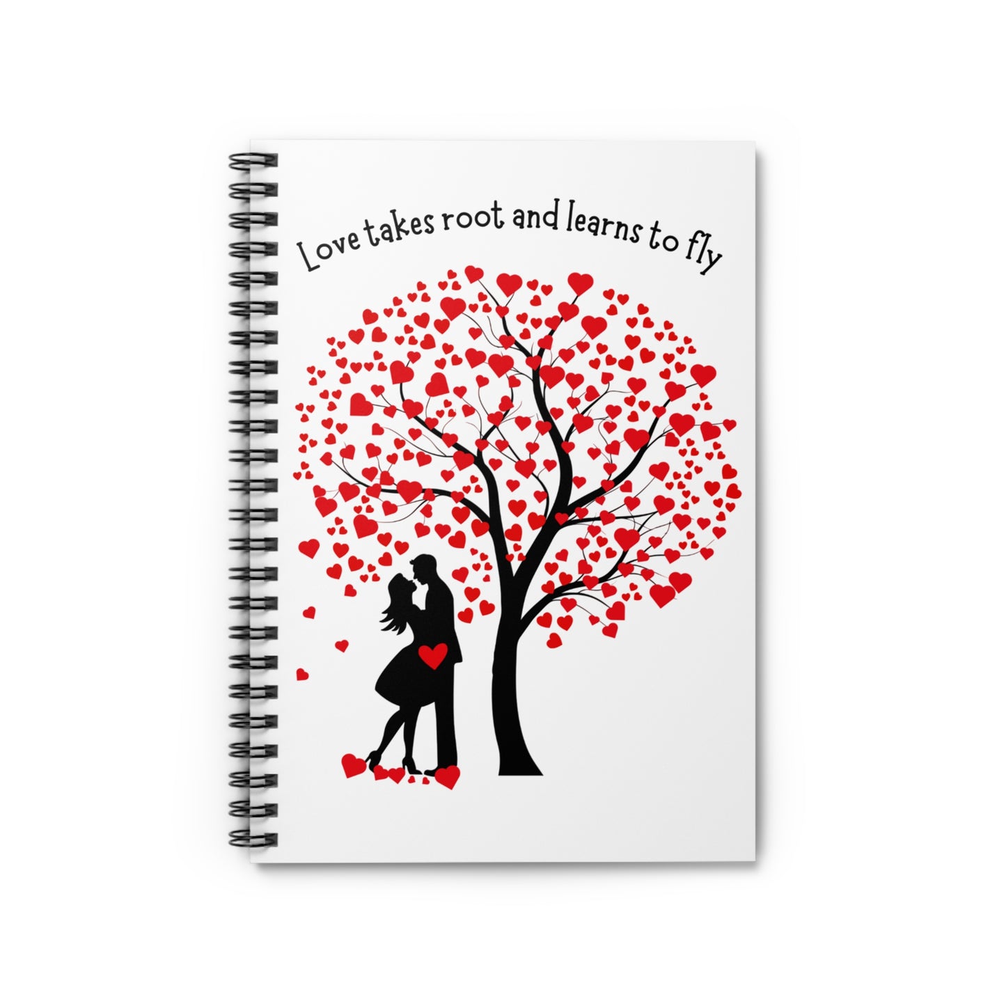 Love Takes Root Spiral Notebook — Romantic Heart Tree Ruled Journal