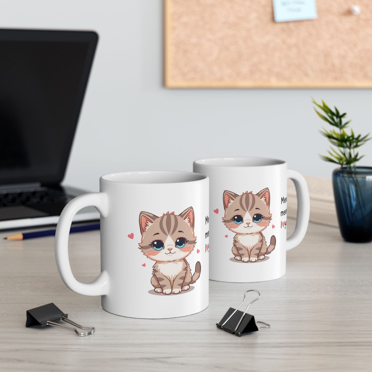 Cat Lover Mug — "Meow Means I  You" Cute Kitten Ceramic Coffee Cup (11oz, 15oz)