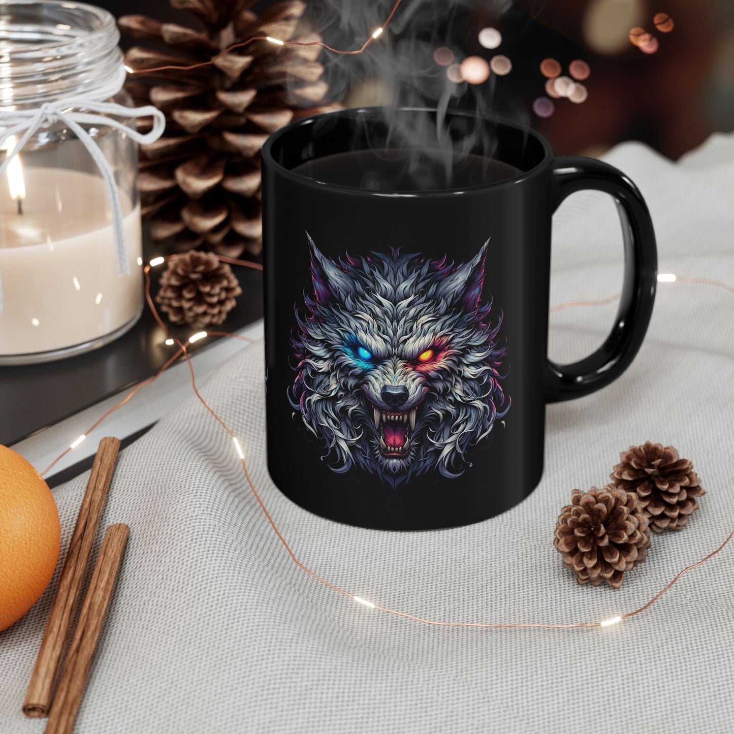 Fierce Wolf Ceramic Mug - 11oz & 15oz Options - Perfect for Animal Lovers & Gifts